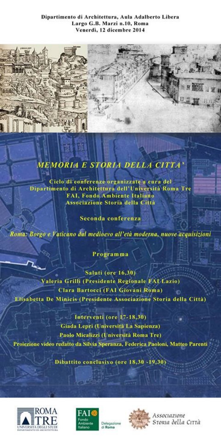 Locandina «Memoria e storia della città», Roma 12 dicembre 2014