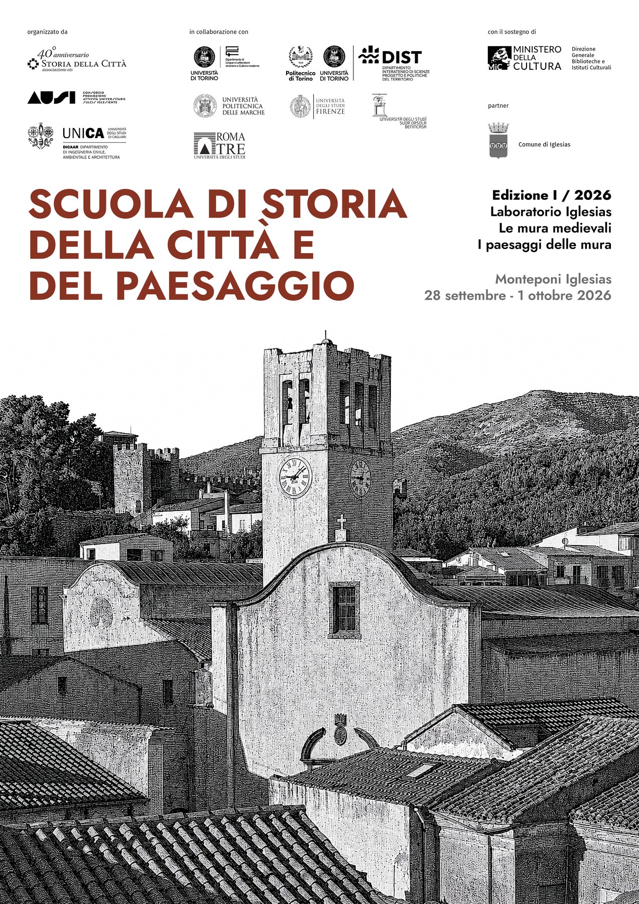 Locandina della Scuola di Storia della Città e del Paesaggio 2026, Iglesias